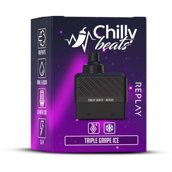 CARTUCHO ( REFIL ) REPLAY 10K PUFFS - TRIPLE GRAPE ICE - CHILLY BEATS