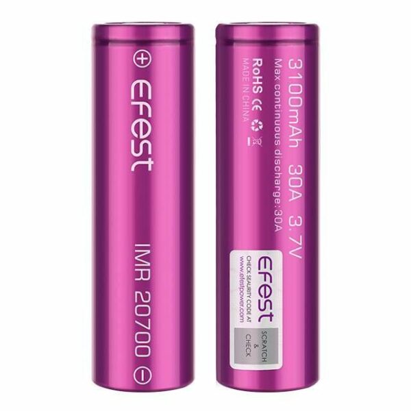 BATERIA 20700 LI-ION EFEST PURPLE 3.7V 3100 MAH HIGH DRAIN 30A - UNITÁRIO