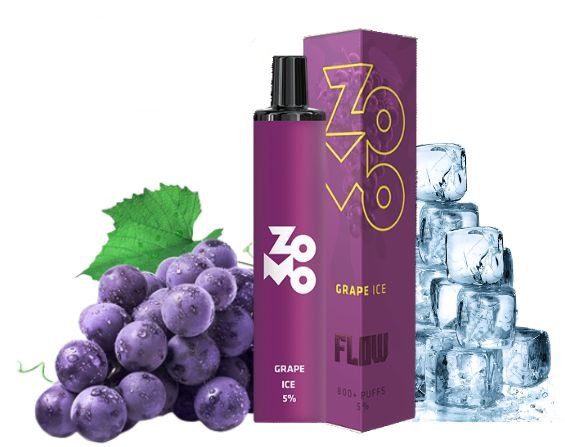 POD DESCARTÁVEL 5% NICSALT ZOMO FLOW 800 PUFFS - GRAPE ICE - ZOMO