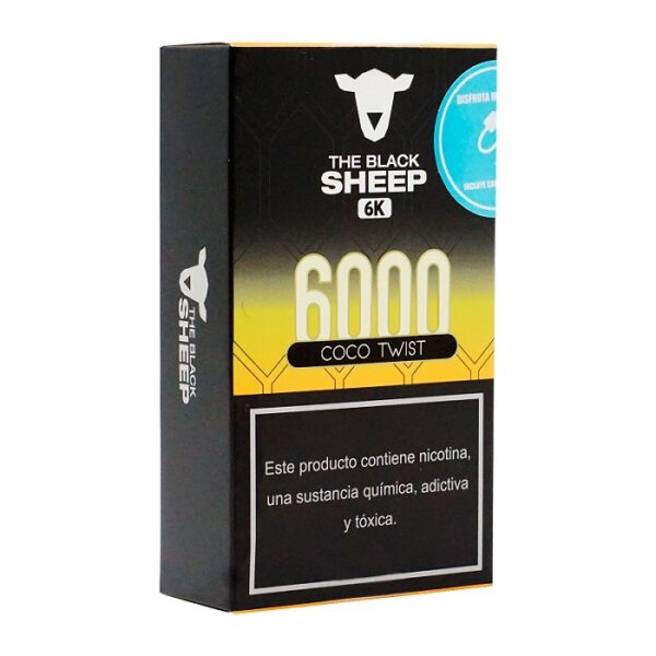 POD DESCARTÁVEL 2% NICSALT 6000 PUFFS - COCO TWIST - THE BLACK SHEEP