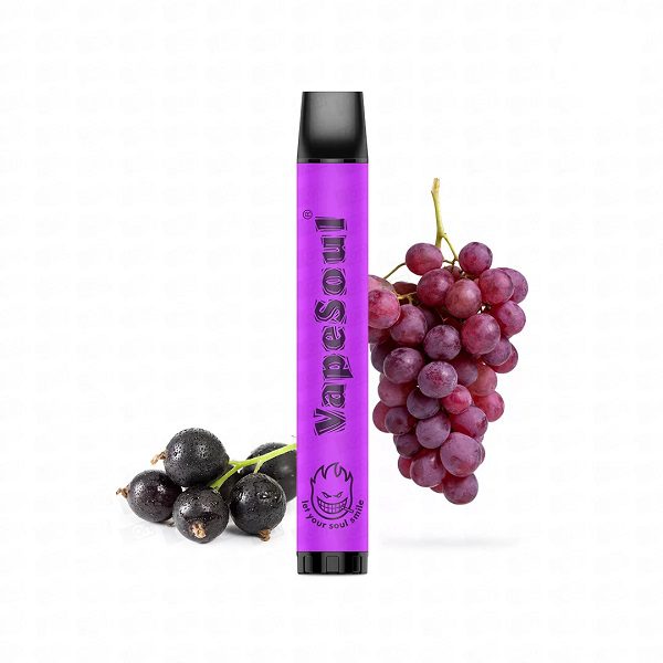 POD DESCARTÁVEL ZERO NICOTINA 1200 PUFFS C/ AJUSTE DE AIR FLOW – BLACKCURRANT GRAPE – VAPESOUL