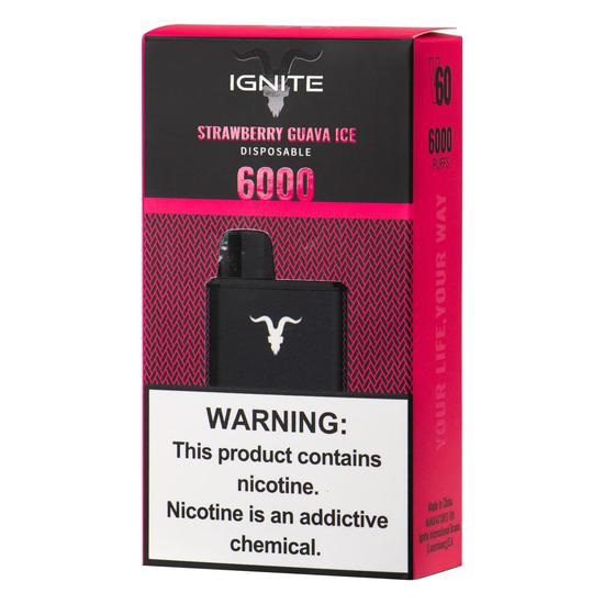 POD DESCARTÁVEL V60 5% 6000 PUFFS – STRAWBERRY GUAVA ICE – IGNITE